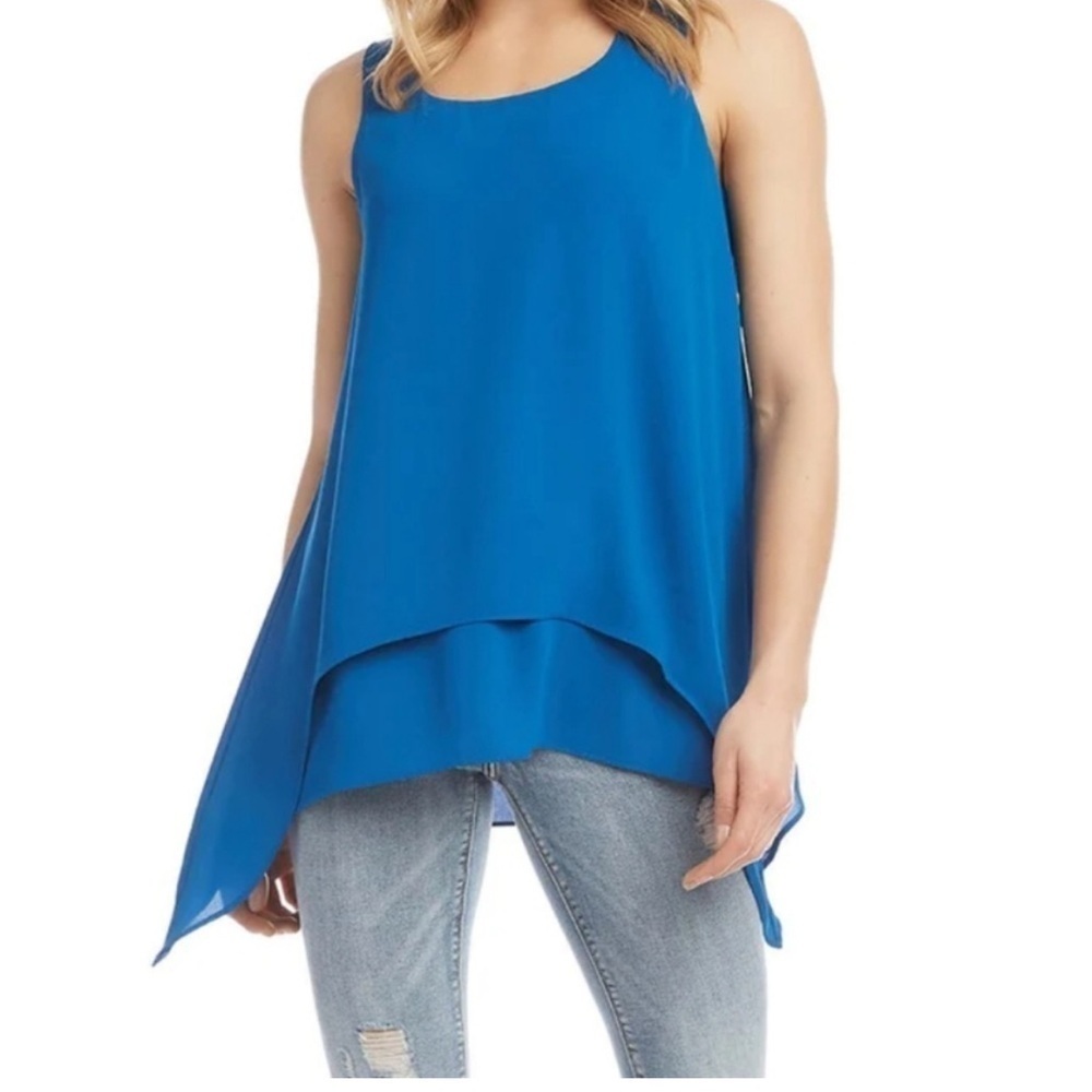 Karen Kane Blue Plus Size Layered Hem Top, Size 1X NWT